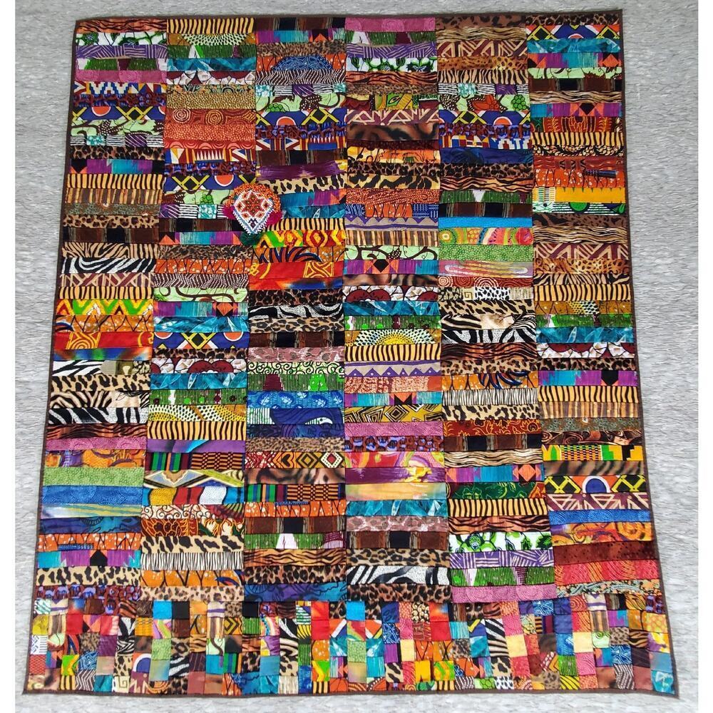 Beautiful 36"x41" Quilted Art Wall Hanging signed by Artist - Roadways of Africa - Picture 1 of 12